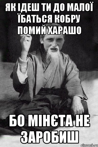 як ідеш ти до малої їбаться кобру помий харашо бо мінєта не заробиш, Мем Мудрий паца