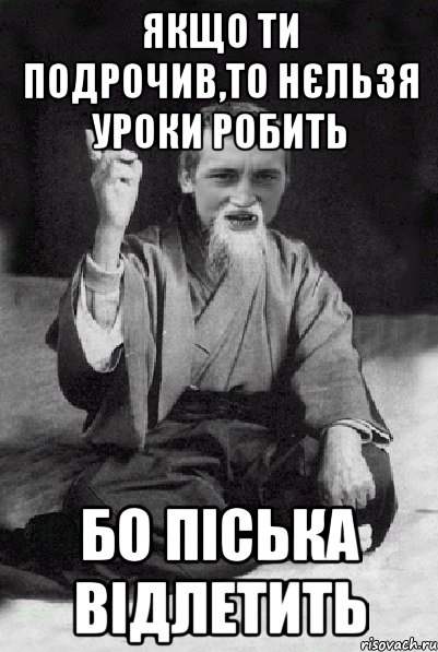 якщо ти подрочив,то нєльзя уроки робить бо піська відлетить, Мем Мудрий паца