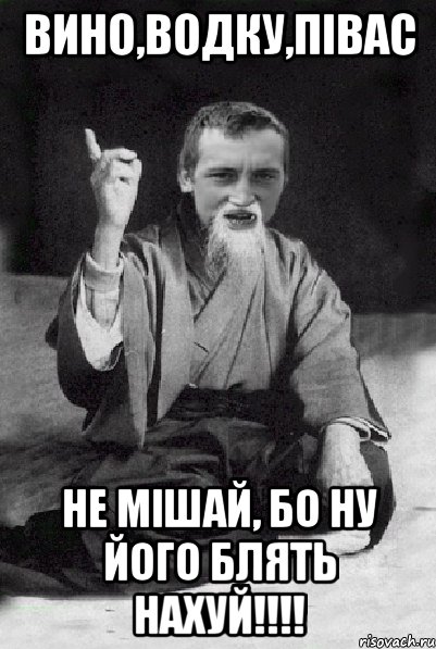 Вино,водку,півас не мішай, бо ну його блять нахуй!!!!, Мем Мудрий паца