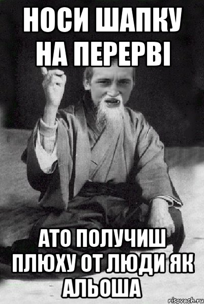 носи шапку на перерві ато получиш плюху от Люди як Альоша, Мем Мудрий паца