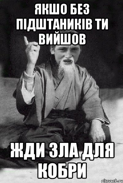 Якшо без підштаників ти вийшов Жди зла для кобри, Мем Мудрий паца