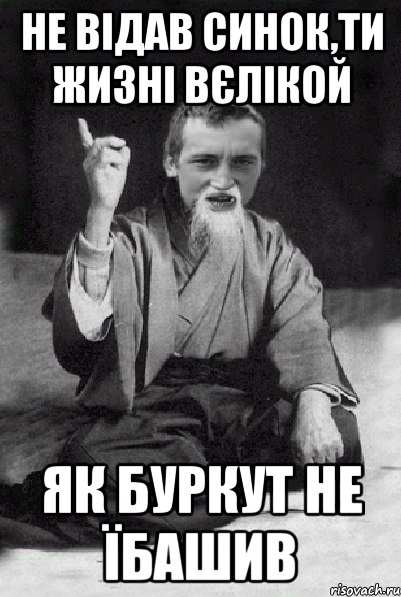 Не відав синок,ти жизні вєлікой Як буркут не їбашив, Мем Мудрий паца