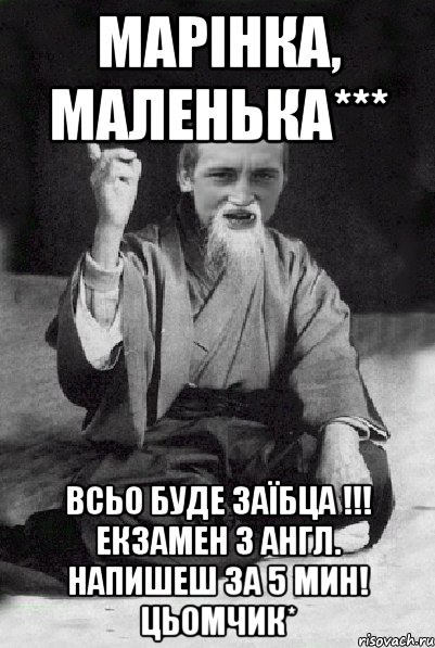 Марінка, маленька*** Всьо буде заїбца !!! Екзамен з англ. напишеш за 5 мин! цьомчик*, Мем Мудрий паца