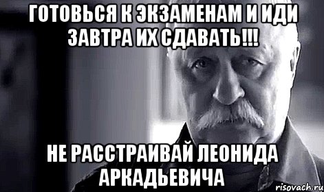 готовься к экзаменам и иди завтра их сдавать!!! не расстраивай леонида аркадьевича, Мем Не огорчай Леонида Аркадьевича