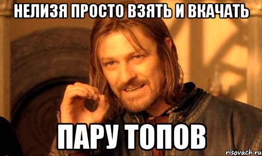 НЕЛИЗЯ ПРОСТО ВЗЯТЬ И ВКАЧАТЬ ПАРУ ТОПОВ, Мем Нельзя просто так взять и (Боромир мем)