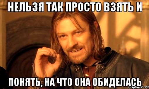 Нельзя так просто взять и понять, на что она обиделась, Мем Нельзя просто так взять и (Боромир мем)