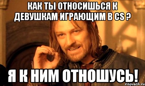 Как ты относишься к девушкам играющим в CS ? Я к ним отношусь!, Мем Нельзя просто так взять и (Боромир мем)