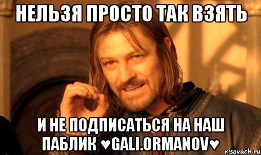 нельзя просто так взять и не подписаться на наш паблик ♥Gali.OrmanoV♥, Мем Нельзя просто так взять и (Боромир мем)