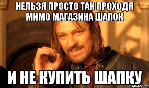 Нельзя просто так проходя мимо магазина шапок и не купить шапку, Мем Нельзя просто так взять и (Боромир мем)