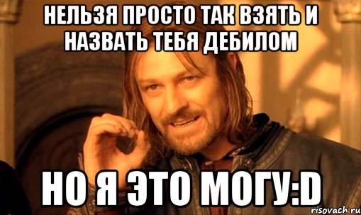 нельзя просто так взять и назвать тебя дебилом но я это могу:D, Мем Нельзя просто так взять и (Боромир мем)