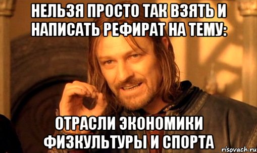 Нельзя просто так взять и написать рефират на тему: отрасли экономики физкультуры и спорта, Мем Нельзя просто так взять и (Боромир мем)