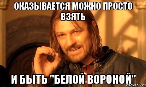 Оказывается можно просто взять и быть "белой вороной", Мем Нельзя просто так взять и (Боромир мем)