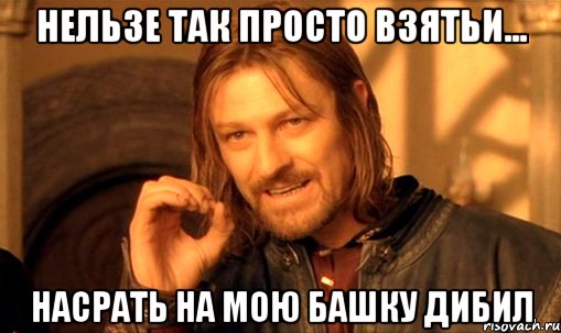 нельзе так просто взятьи... насрать на мою башку дибил, Мем Нельзя просто так взять и (Боромир мем)