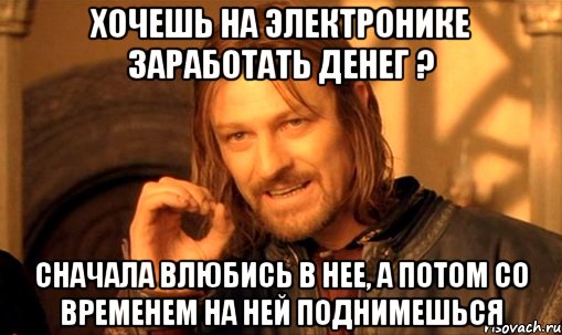 Хочешь на электронике заработать денег ? Сначала влюбись в нее, а потом со временем на ней поднимешься, Мем Нельзя просто так взять и (Боромир мем)