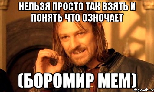 нельзя просто так взять и понять что озночает (боромир мем), Мем Нельзя просто так взять и (Боромир мем)