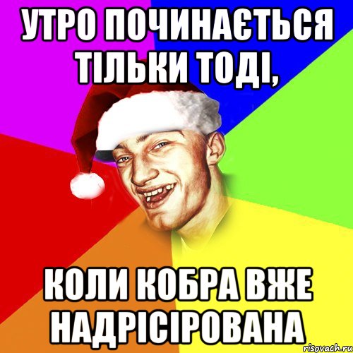 утро починається тільки тоді, коли кобра вже надрісірована, Мем Новогоднй Чоткий Едк