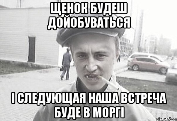 щенок будеш дойобуваться і следующая наша встреча буде в моргі, Мем Пацанська философия