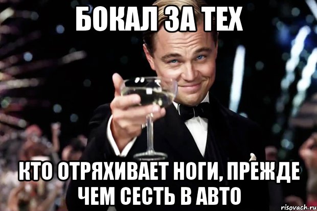 Бокал за тех Кто отряхивает ноги, прежде чем сесть в авто, Мем Великий Гэтсби (бокал за тех)