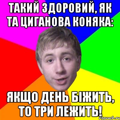 Такий здоровий, як та циганова коняка: якщо день біжить, то три лежить!, Мем Потому что я модник