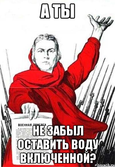 А ТЫ НЕ ЗАБЫЛ ОСТАВИТЬ ВОДУ ВКЛЮЧЕННОЙ?, Мем Родина Мать