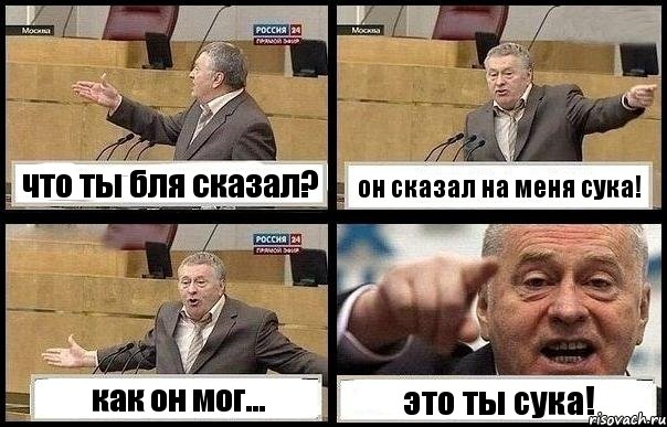 что ты бля сказал? он сказал на меня сука! как он мог... это ты сука!, Комикс с Жириновским