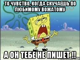 то чувство, когда скучаешь по любимому вожатому А он тебе не пишет !!, Мем Спанч Боб плачет