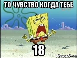 то чувство когда тебе 18, Мем Спанч Боб плачет