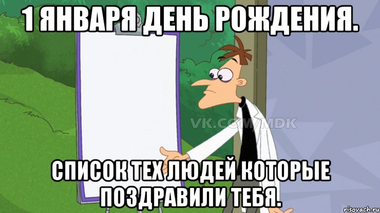 1 января День Рождения. Список тех людей которые поздравили тебя., Мем  Пустой список