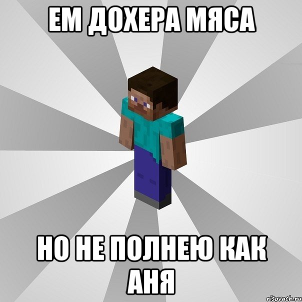 ем дохера мяса но не полнею как аня, Мем Типичный игрок Minecraft