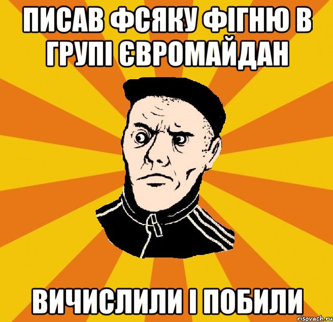 Писав фсяку фігню в групі Євромайдан Вичислили і побили, Мем Типовий Титушка