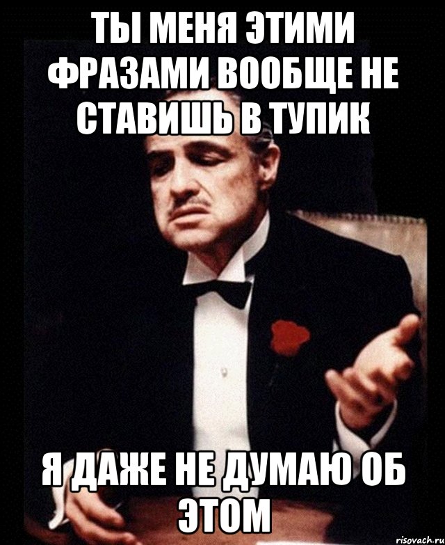 Фраза внимание. Ты поставил меня в тупик. Я вообще не думаю. Это для меня Мем. Ты вообще о чем.