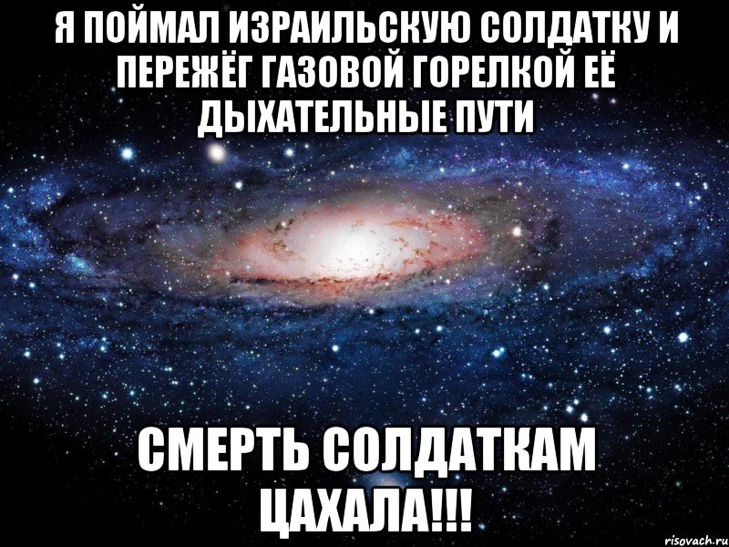 Я поймал израильскую солдатку и пережёг газовой горелкой её дыхательные пути СМЕРТЬ СОЛДАТКАМ ЦАХАЛА!!!, Мем Вселенная