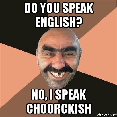 Do you speak english? No, I speak сhoorckish, Мем Я твой дом труба шатал