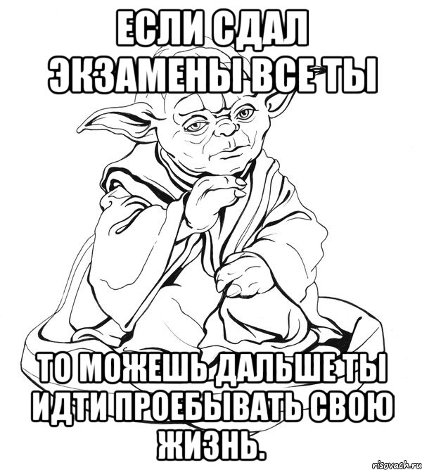 Если сдал Экзамены все ты то можешь дальше ты идти проебывать свою жизнь., Мем Мастер Йода