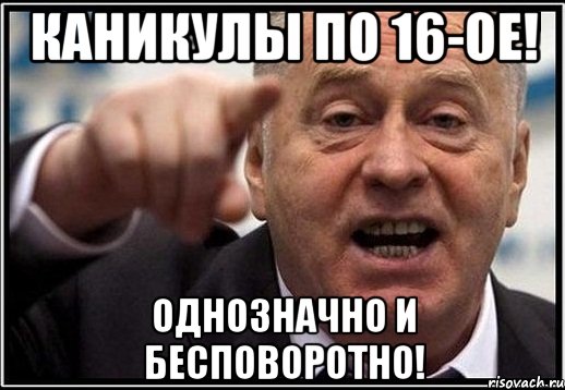 Каникулы по 16-ое! Однозначно и бесповоротно!, Мем жириновский ты