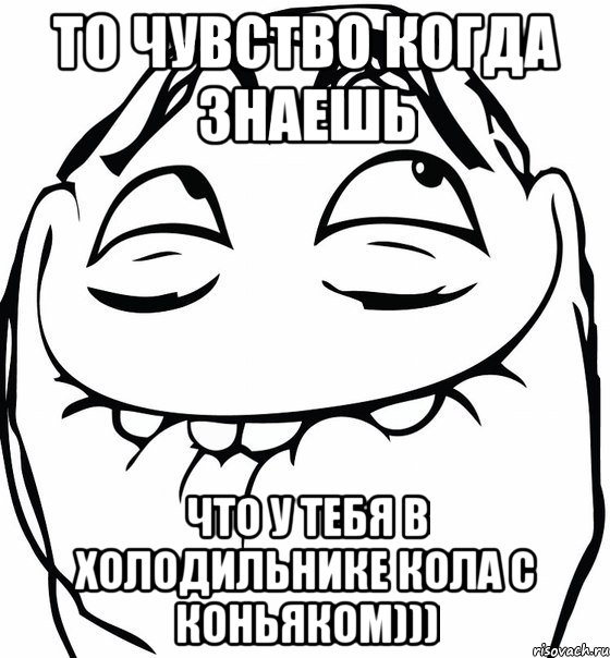 ТО ЧУВСТВО КОГДА ЗНАЕШЬ ЧТО У ТЕБЯ В ХОЛОДИЛЬНИКЕ КОЛА С КОНЬЯКОМ))), Мем  аааа