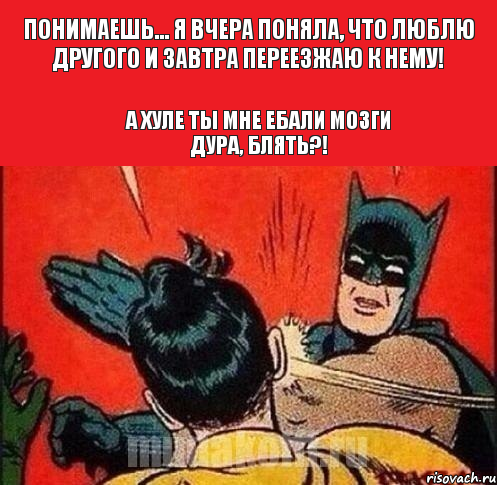 Понимаешь... я вчера поняла, что люблю другого и завтра переезжаю к нему! А хуле ты мне ебали мозги дура, блять?!, Комикс   Бетмен и Робин