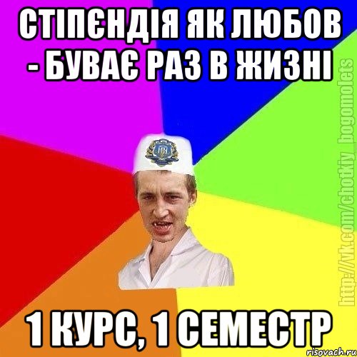 стіпєндія як любов - буває раз в жизні 1 курс, 1 семестр, Мем Чоткий пацан