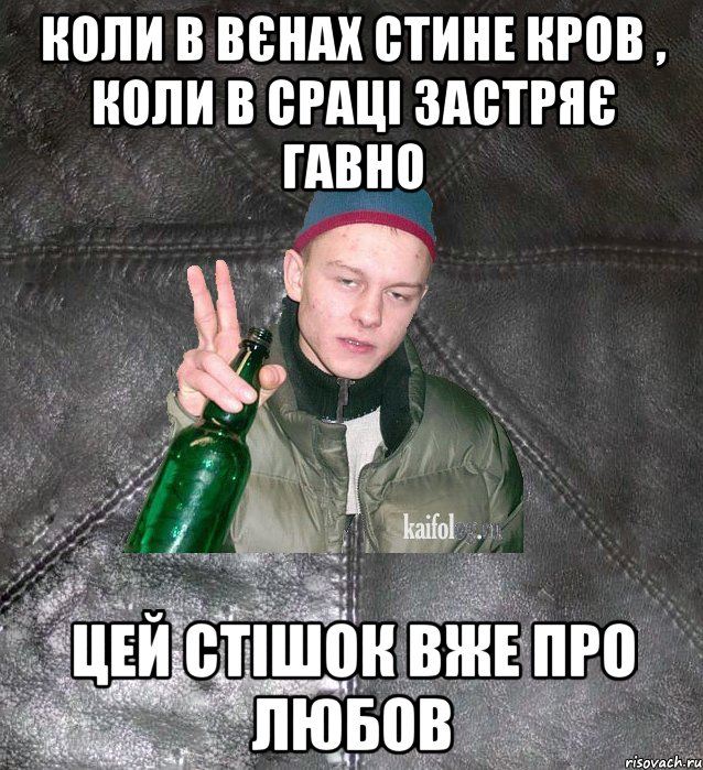 коли в вєнах стине кров , коли в сраці застряє гавно цей стішок вже про любов, Мем Дерзкий