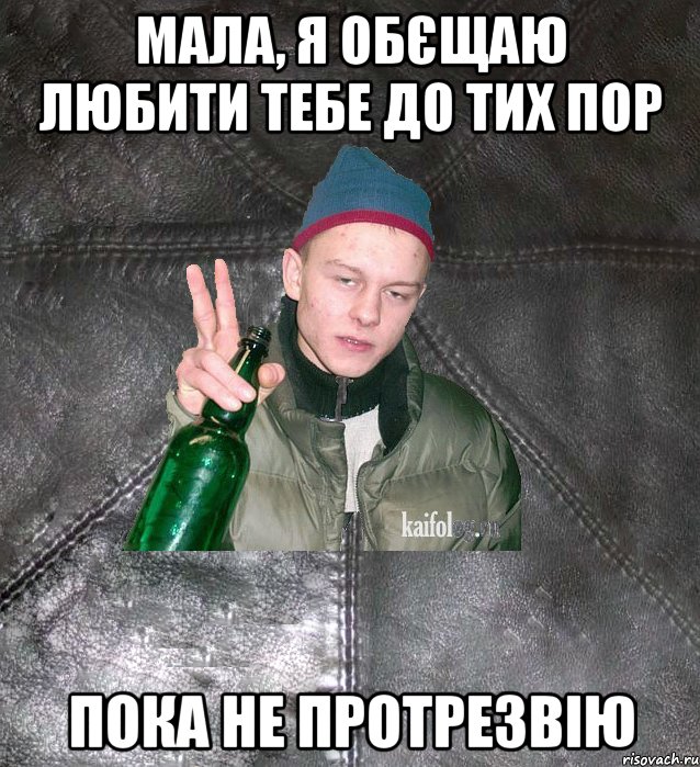 мала, я обєщаю любити тебе до тих пор пока не протрезвію, Мем Дерзкий