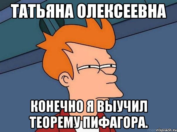 ТАТЬЯНА ОЛЕКСЕЕВНА КОНЕЧНО Я ВЫУЧИЛ ТЕОРЕМУ ПИФАГОРА., Мем  Фрай (мне кажется или)