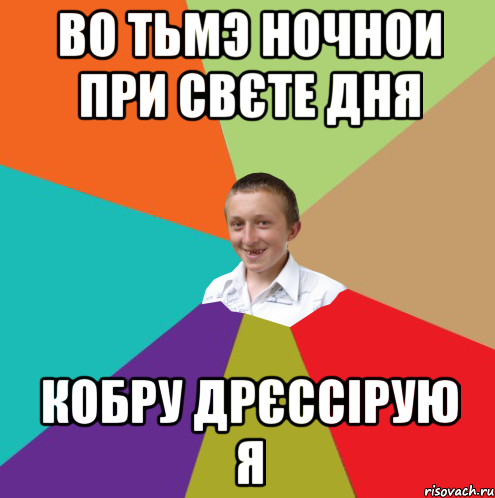 Во тьмэ ночнои при свєте дня КОБРУ ДРЄССІРУЮ Я, Мем  малый паца