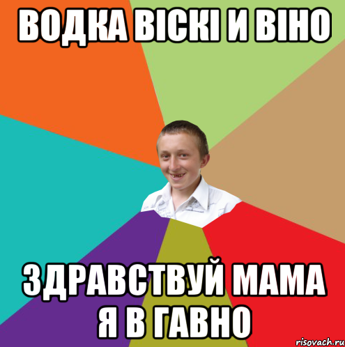 водка віскі и віно здравствуй мама я в гавно, Мем  малый паца