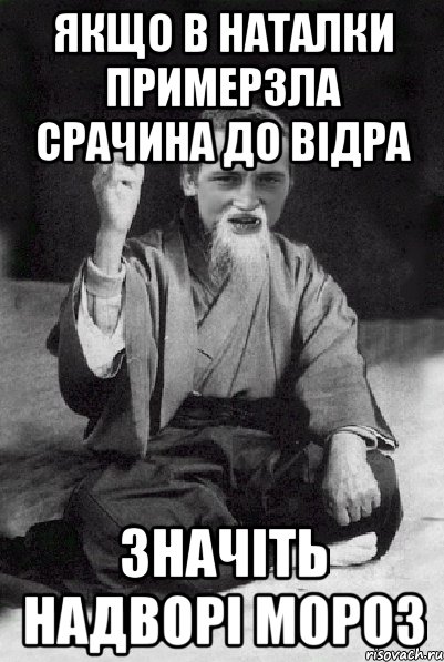 Якщо в Наталки примерзла срачина до відра значіть надворі мороз, Мем Мудрий паца