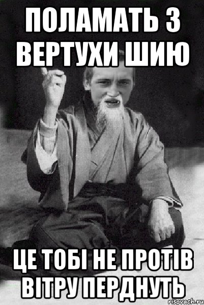 поламать з вертухи шию це тобі не протів вітру перднуть, Мем Мудрий паца