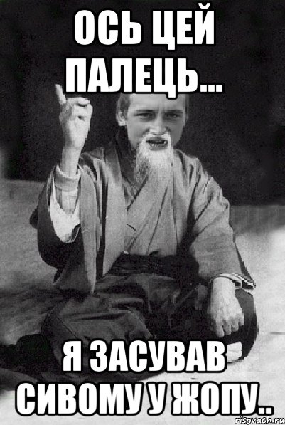 Ось цей палець... Я засував Сивому у жопу.., Мем Мудрий паца