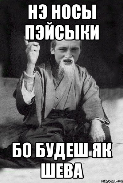 нэ носы пэйсыки бо будеш як Шева, Мем Мудрий паца