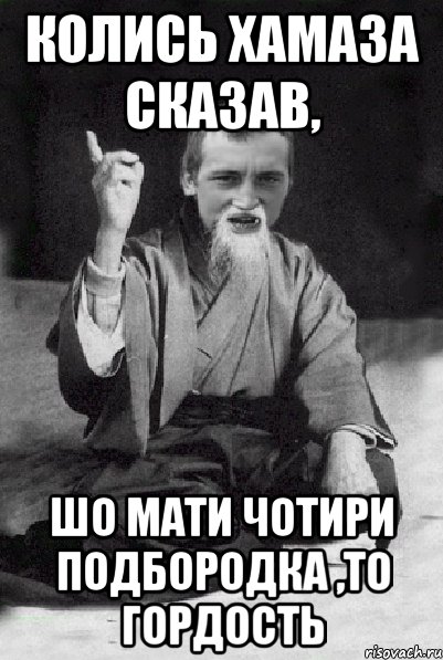 Колись Хамаза сказав, шо мати чотири подбородка ,то гордость, Мем Мудрий паца