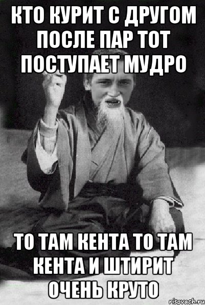 кто курит с другом после пар тот поступает мудро то там кента то там кента и штирит очень круто, Мем Мудрий паца