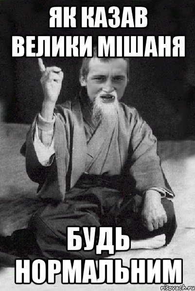 як казав велики мішаня будь нормальним, Мем Мудрий паца